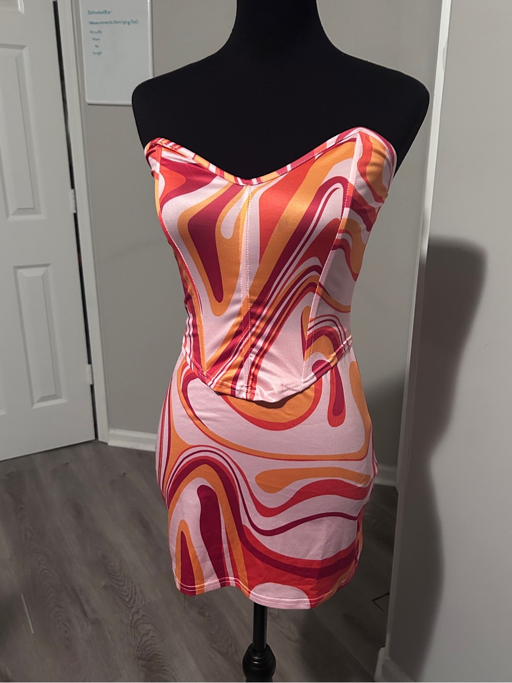 Retro Swirl 2-Piece Set | Corset Tube Top & Mini Skirt | Festival Rave Outfit